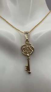 Vintage Gold Key Pendant Necklace - Delicate Etched Charm - Etsy