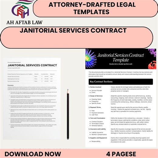 Editable Janitorial Services Contract Template , Professional Cleaning Agreement for Commercial & Office Spaces - Etsy