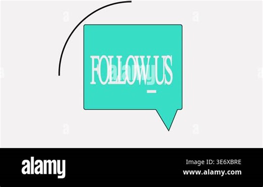 Clean and minimal animation of follow us text appearing on a white background for social media or brand promotion Stock Video Footage - Alamy