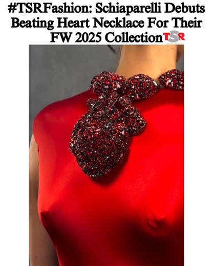 The Shade Room on Instagram: "#PressPlay—#TSRFashion: C’mon creativity!👏🏾 Schiaparelli, debuted this live beating heart necklace as an addition to their Fall/Winter 2025 Haute Couture collection. The beating, red rhinestone necklace was made with mechanical pulsations mimicking an actual heartbeat. #Roomies, are we feeling it?! 🫀(🎥:@danielroseberry @schiaparelli)✍🏾:#TSRStaffJR"