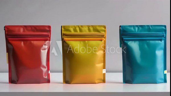 Bags on white surface surrounded by various recyclable containers and trash items, including plastic, paper, and cans, symbolizing waste management and environmental concerns