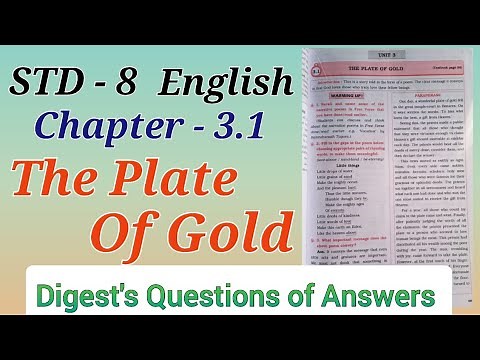 Std. 8 | English | Lesson 3.1 | The Plate of Gold | Digest's Answers | Workbook Answer | MH board