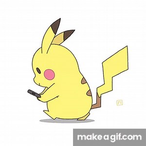 Pikachu walking on phone gif on Make a GIF