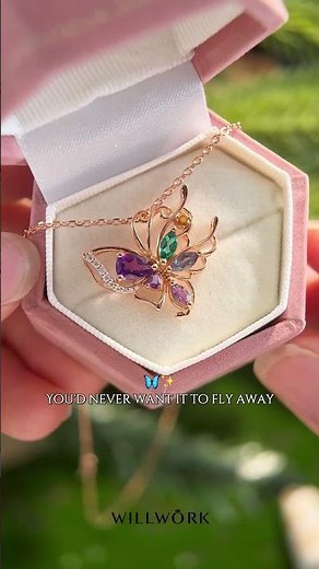 Butterfly Amethyst Necklace Nature Inspired Gemstone Pendant Fairytale Garden Jewelry
