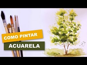 Como pintar facil un arbol con acuarela