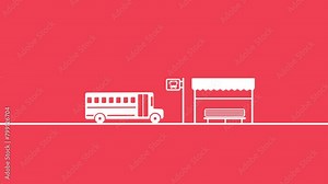 School bus, white school bus, city bus with driver, bus arriving, People waiting for a bus,