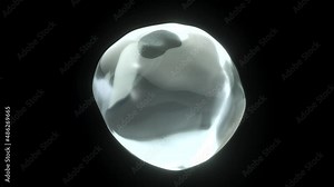 Close up of a water drop. 3d Animation of a liquid reflective drop of water in slow motion. 4k Seamlessly looping background.