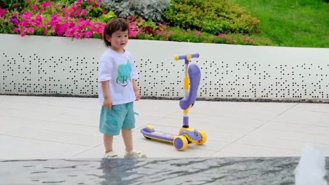 Little Olive 2-in-1 Kids Scooter with LED Wheels - Adjustable Handles, Comfortable Seat - Durable and Foldable Kick Scooter for Boys & Girls Age 3+