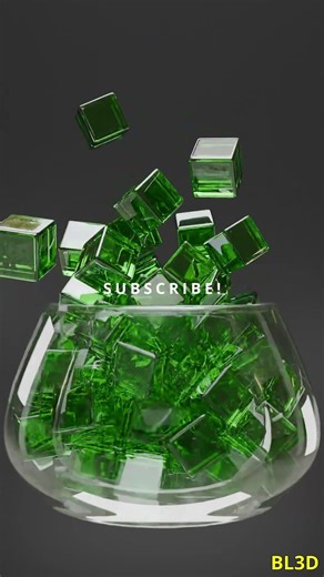 Glassy Green Cube Drop Inside a Glass Jar | Ultra Satisfying Physics #short #asmr #animation