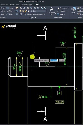 Cách ghi ký hiệu độ nhám bề mặt bằng AutoCAD Mechanical | #shorts
