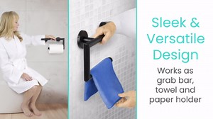 Vive Grab Bar with Toilet Paper Holder (350lbs) - Handrail Bar Combo for Bathroom Wall - Safety Support for Elderly, Seniors & Disabled - Handicap Assist for Restroom Walls & Getting up from Toilets