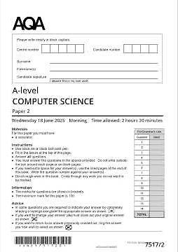 Combined 2025 AQA A Level Computer Science Paper 2 And Mark Scheme 7517 2
