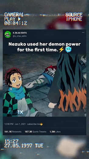 Nezuko used her demon power for the first time.#foryou #anime #demonslayer ⚡🥶