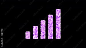 Symbol signal shimmers in three colors: Purple, Green, Pink. In - Out loop. Alpha channel Premultiplied - Matted with color black