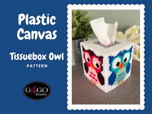 PDF Tissue Box Cover Owls, Plastic Canvas Needlework, 7 Count Pattern English Needlepoint - Etsy