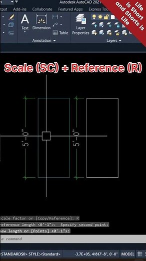 How to Scale with Reference in AutoCAD | SCALE Command #autocad #shorts #tutorial #tips