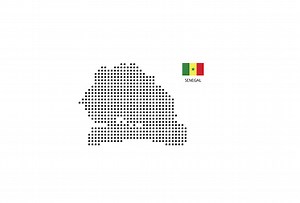 Vector square pixel dotted map of Senegal isolated on white...