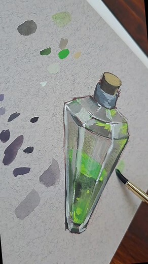 Painting glass with #gouache and my forest brushes. There's less than 40 brush sets left 🌱 grab yours (link in my profile).