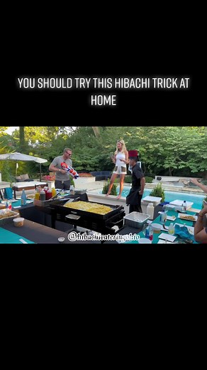 You should try this hibachi trick at home😁 #fyp #foryou #hibachi