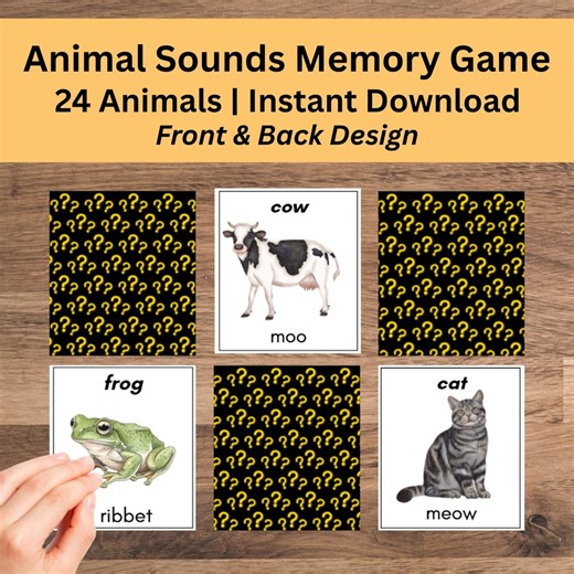 Kids Memory Game - Fun Memory Matching Game for Kids - Educational Preschool Activity - Animal Card Game for Learning - Etsy