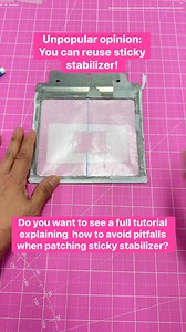 84K views · 451 reactions | Here’s a quick embroidery hack that saves money and reduces waste! Here’s how I reuse sticky stabilizer without ruining my stitch outs. This can be tricky! Should I make a follow up tutorial? #embroiderydesign #machineembroidery #embroidery #embroiderylove #embroiderybusiness | June Wilson | Facebook