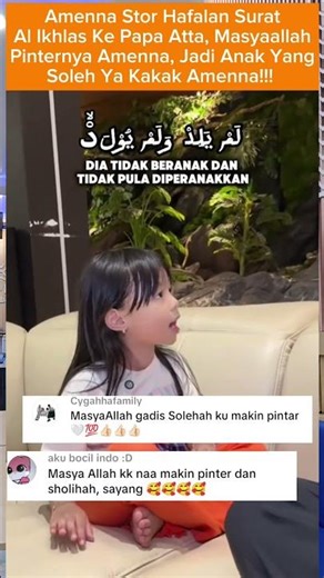 AMENNA STOR HAFALAN SURAT AL IKHLAS KE PAPA ATTA. #attahalilintar #gosipartis #beritaterkini
