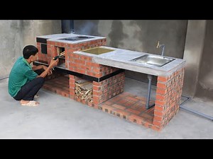 Build a multi-purpose wood stove from red bricks and cement