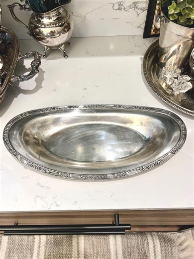 Vintage Rogers & Bro Silverplate Ornate Floral Rim Oval Serving Dish Tray - Etsy