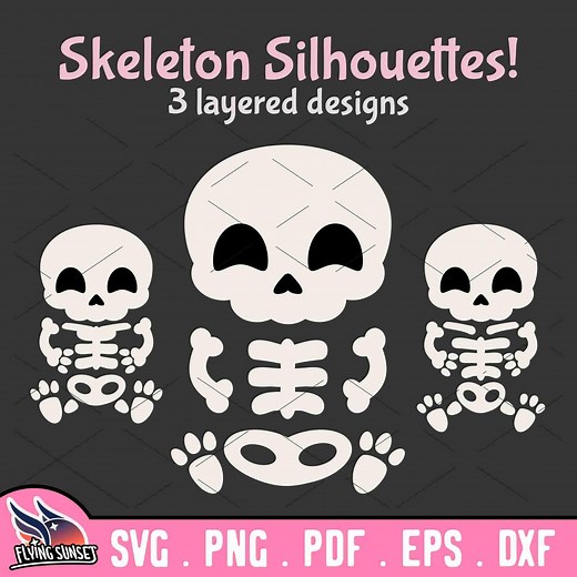Cute Skeleton SVG, Skeleton Clip Art Bundle, Crochet Iron on Design, Cricut Cut File PNG, Kawaii Layered Bones Illustration - Etsy Australia