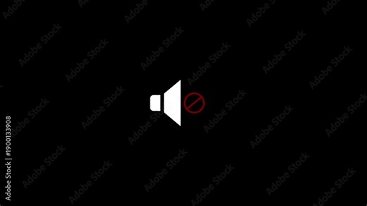 Mute speaker icon animation for sound off status. Audio output disabled and silence indication symbol. Playback control indicator for digital media operation. No sound icon, deny speaker.