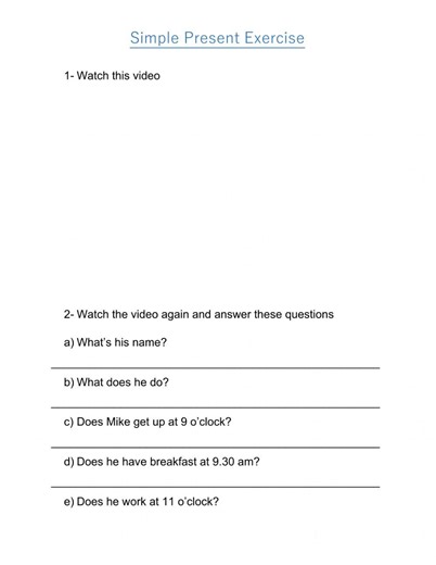 Simple Present Exercise interactive worksheet