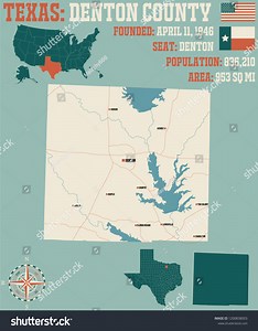Detailed Map Denton County Texas Usa Stock Vector (Royalty Free) 1200838003 | Shutterstock