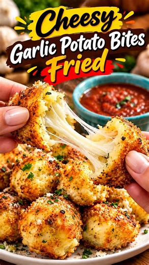 Cheesy Garlic Potato Bites Fried #crispy #smash