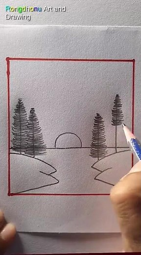 Drawing Technique 💚🌳🌲 #art #easy #tricks