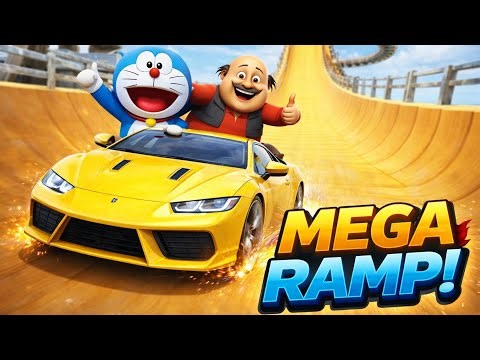Doraemon vs Motu Car Race on Mega Ramp 😱🔥 | Extreme Yellow Car Stunts