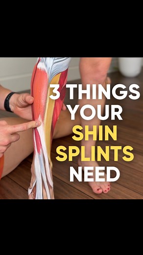 Here’s what to do if you ever have shin splints! Massages are great for temporary relief. Make sure not to massage too hard, as that can inflame things a bit more. Then, we want to add strength and consider adjusting our gait (how we walk or run). Sometimes, simply reducing our stride length can make all the difference. Keep in mind that can be beneficial to strengthen all of the muscles around the lower leg and foot, not just the one shown in this video! A simple way to do this is to balance on
