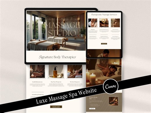 Luxurious Spa Website Template Massage Therapist Website Design Luxury Wellness Spa Booking Site Editable in Canva - Etsy