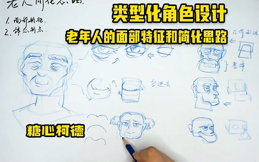 『动漫手绘』类型化角色设计：老年人的面部特征和简化思路 |动画|插画|漫画|游戏|考研考学实用教程