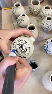 ROOTED on Instagram: "Want to know our most FAQ!? It’s about this fine line applicator pen  from @claykingceramics! It’s amazing for getting fine lines. Just switching up Wheel Wednesday to show you more of the process! What do you think? Should I post more painting videos?  or some of the other fun ceramic tools I use? 瀞"