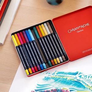 1.4K views · 117 reactions | Why choose between a fiber-tip pen and a paintbrush when you can have both with FIBRALO® BRUSH? Pick from a wide range of artistic ultra-bright colours and have fun with our water-soluble inks! What is your favourite? #carandache #swissmade #fibralo #fibralobrush #watersoluble | Caran d'Ache | Facebook