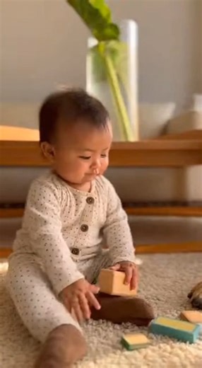 Baby_Playing_with_Toys__Dog_Prevents_Fall__Scene__A_living_room_with_soft_carpet__The_baby_crawls_ | Protective German Shepherd