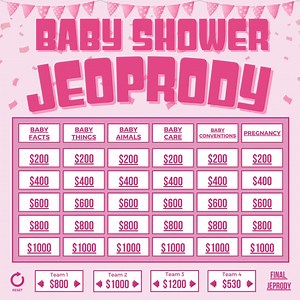 Baby Shower Jeopardy | Host Your Own Game Show | Baby Shower Games | Template | Virtual Game | Jeopardy | Baby Shower Games Girl - Etsy