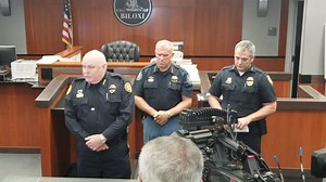14K views · 52 reactions | See unedited video of media briefing this afternoon shorly before 6 by Gulfport Police Chief Lenoard Papania, center, Harrison County Sheriff Troy Peterson, right, and Biloxi Police Chief John Miller. | City of Biloxi | Facebook