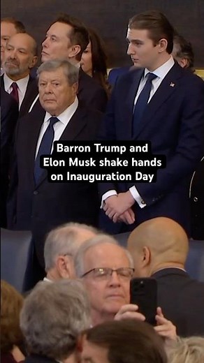 Barron Trump and Elon Musk shake hands on Inauguration Day