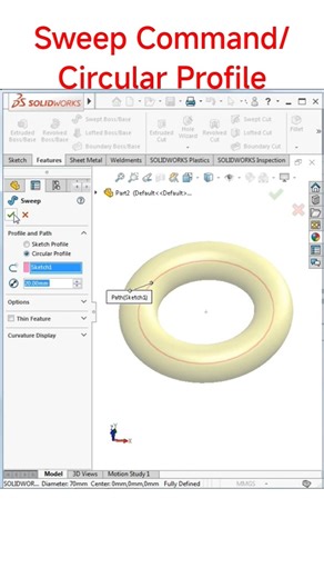 How to Use Sweep+ Circular Profile Command in Solidworks | Solidworks Tips