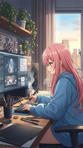 Late Night Anime Artist✨ Creating Magic on Screen | Relaxing Digital Art Vibes #relaxingmusic #anime