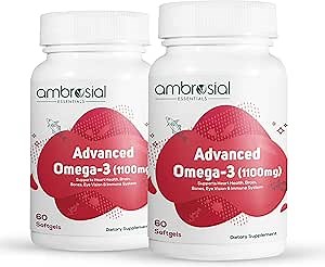 AMBROSIAL Advanced Omega 3 1100mg | 360mg EPA & 240mg DHA (Pack of 2-120 Softgels)
