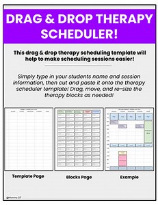 Click & Drag EDITABLE Occupational Therapy Speech Therapy Schedule Template