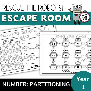 Yr 1 Math Escape Room | Partitioning Two-Digit Numbers | Place Value Tens & Ones