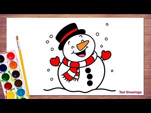 Snowman Drawing Easy ❄️ Step by Step